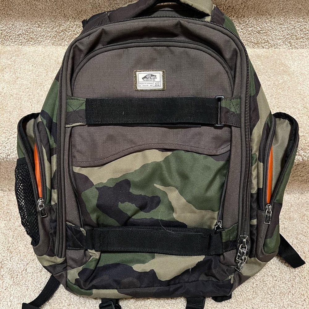 Vans Green and Black Camouflage Backpack